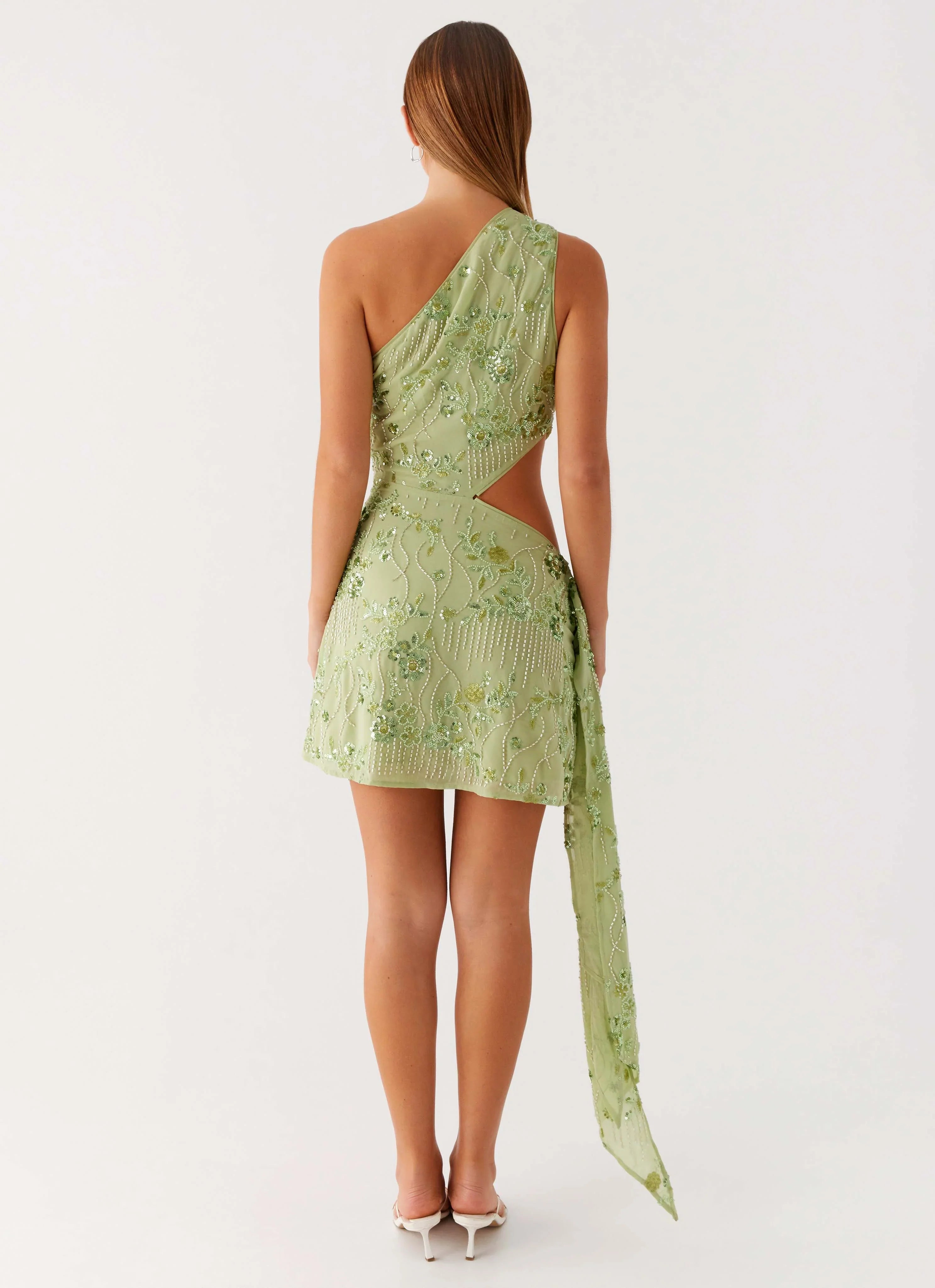 Juelz Beaded Mini Dress - Lime