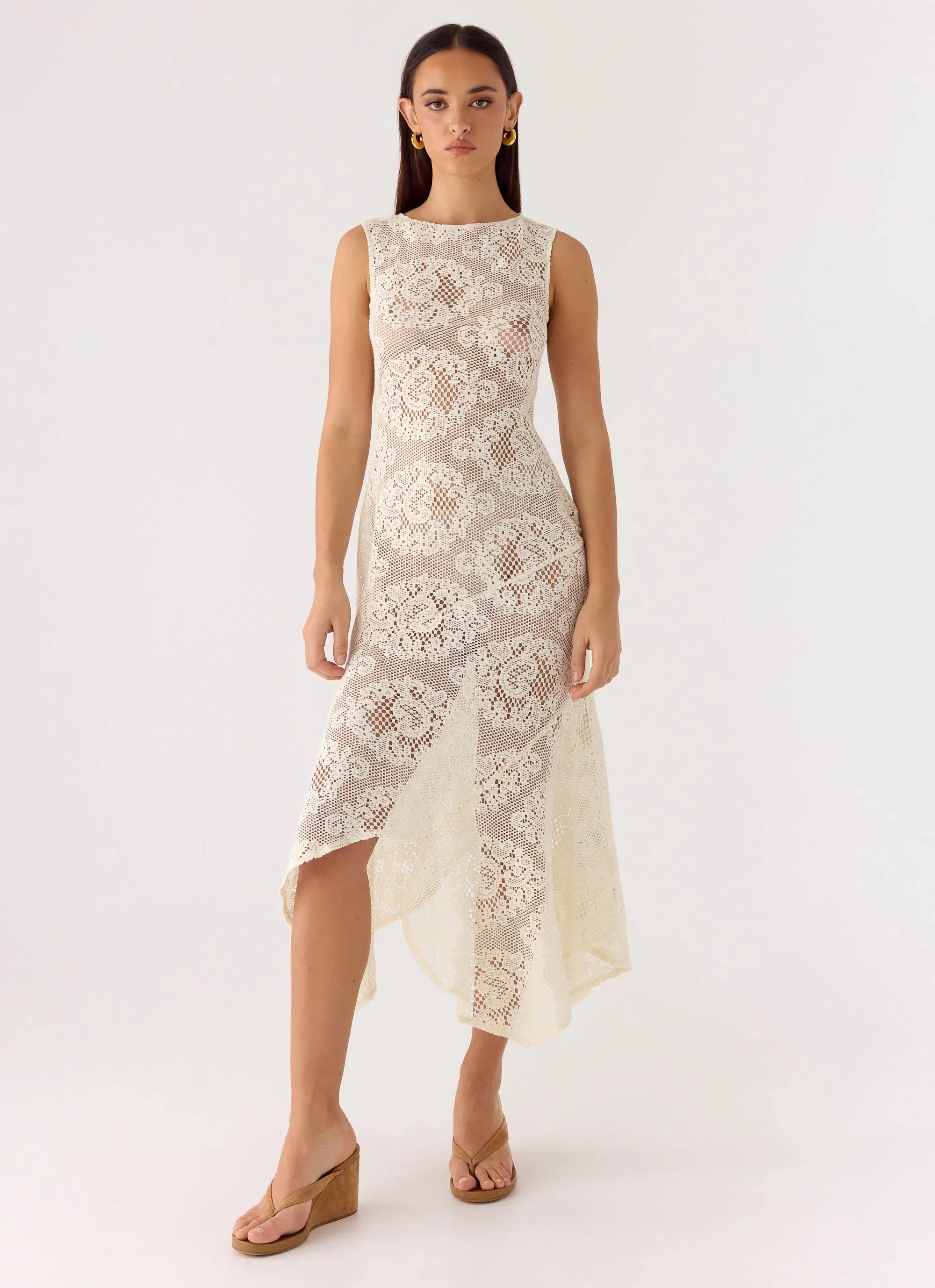 Janayia Midi Dress - Ivory
