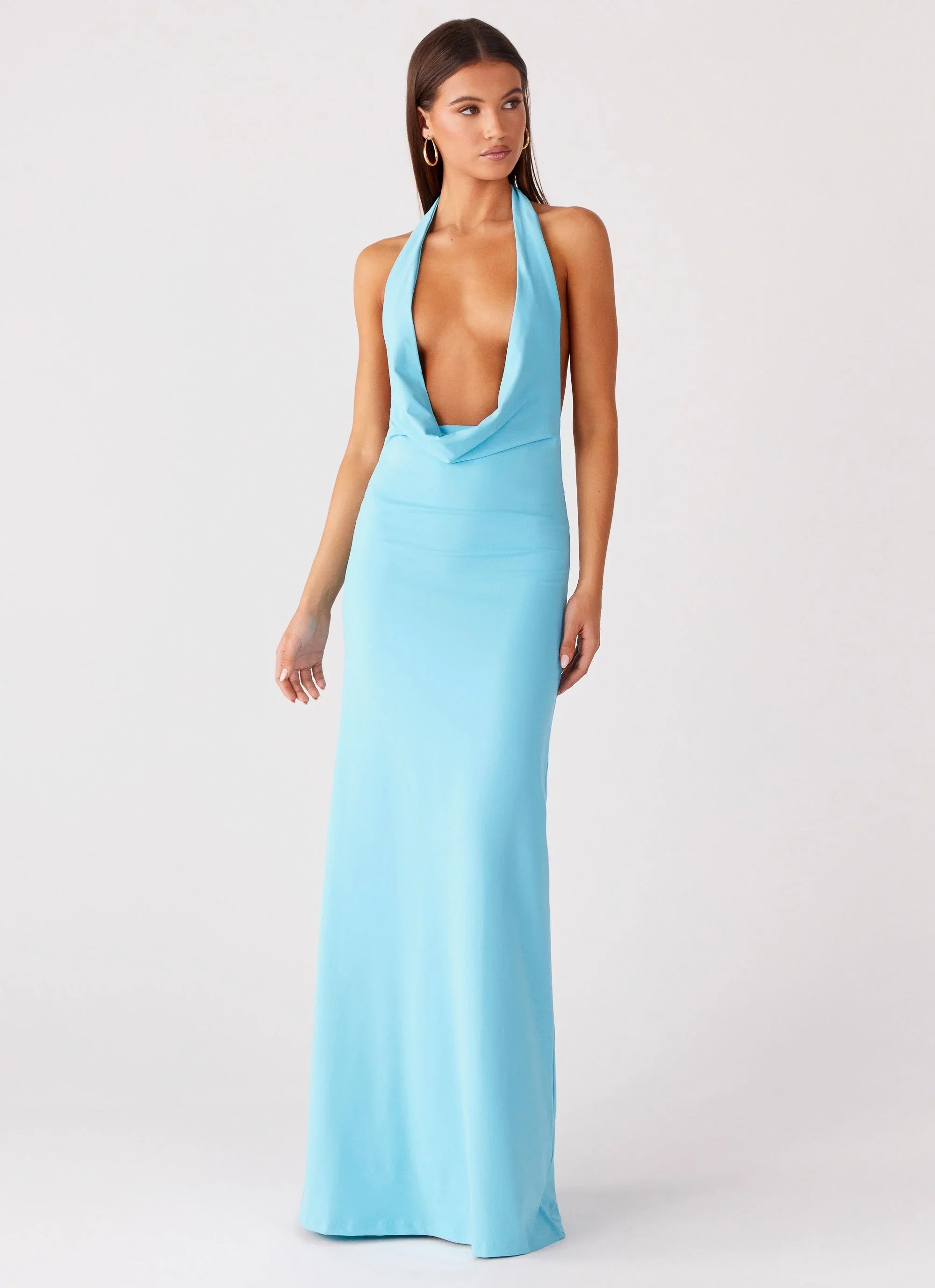 Driftwood Cowl Maxi Dress - Turquoise