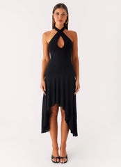 Velvet Sky Midi Dress - Black