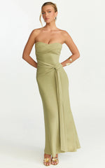 Aria Maxi Dress - Strapless Tie Waist Dress in Sage